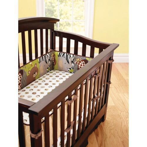Promotion! 6PCS Forest Animals Boy Baby Cot Crib Bedding Set ,(4bumper+bed cover+bed skirt)