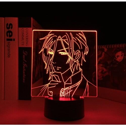 Anime Black Butler Sebastian Michaelis Acrylic Led Night Lamp for Bedroom Decor Nightlight Birthday Gift 3d Light