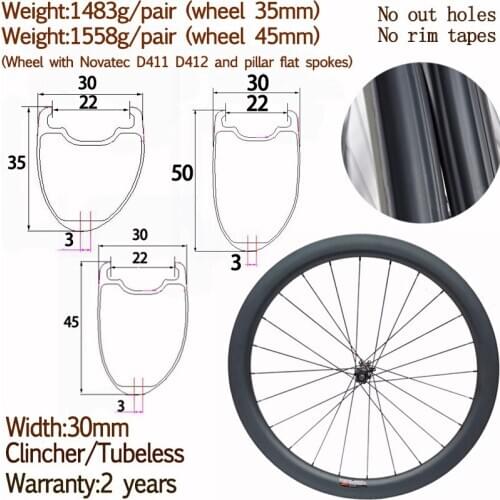 Width 30mm light 700c asymmetric carbon road bike disc wheels 35/45/50mm gravel clincher wheel bicycle cyclocross wheelset