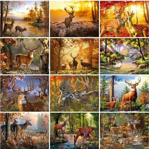 AZQSD Diamond Painting Deer Full Square/round Drill 5D Diy Diamond Embroidery Forest Animals Mosaic Cross Stitch Kits