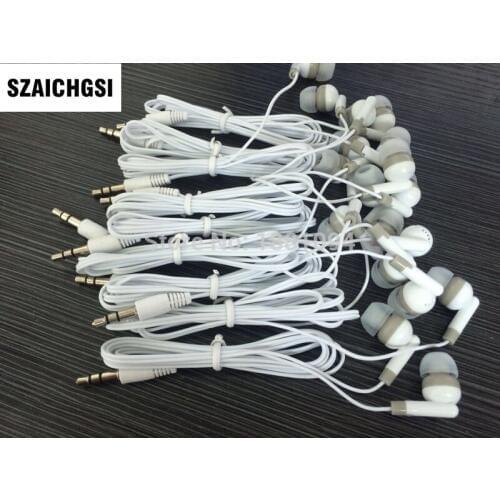 SZAICHGSI white disposable earphone Cheapest New In ear earbud for Moible phone 3.5mm For MP3 Mp4 color Wholesale 5000pcs/lot