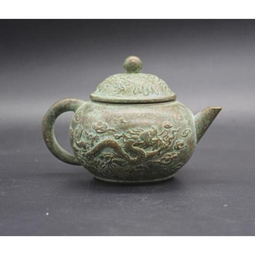 Rare Old MingDynasty bronze pot,,dragon teapot/flagon,hand carving crafts,best collection&adornment,free shipping