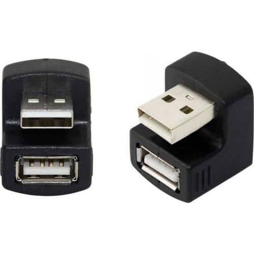 Cablecc 180 Degree Up & Down Angled Male to Female Extension USB 2.0 A adapter 1 Set