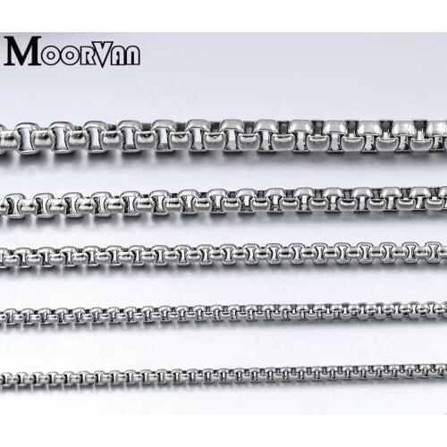 Moorvan 40CM-90CM Jewelry Mens Womens Gothic Casting Necklace Box Short Long Chains Stainless Steel For Girls Boys VN138