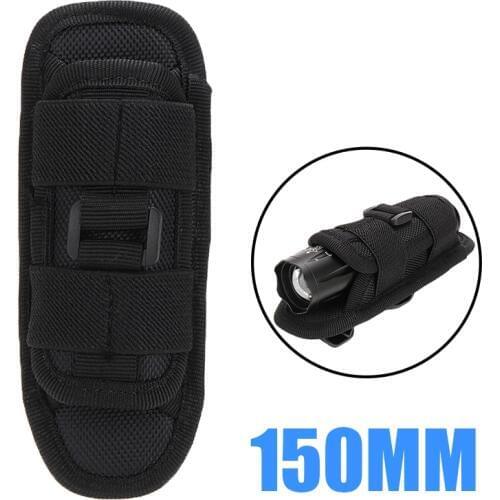 Black 15cm LED Flashlight Torch Nylon 360 Degree Clip Pouch Hunting Torch Holster Holder Belt Bag Case Pouch for Hiking