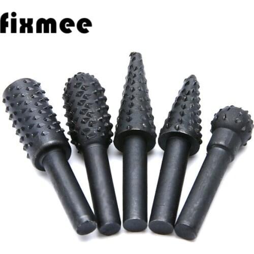 Fixmee Hot 5pc Rotary Rasp File Set 1/4" Shank Rotary Rasp Shank Woodw5pcs 1/4'' 6mm Sha