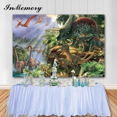 InMemory Jurassic World Theme Photographic Background Dinosaur Birthday Photo Backdrop Children Party Cake Table Decoration 5x3
