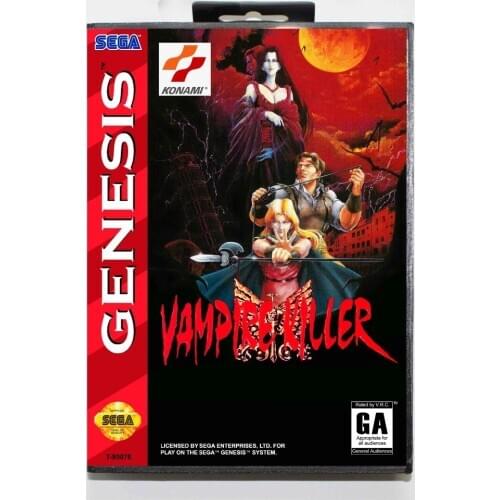 Vampire Killer 16 bit MD Game Card With Retail Box For Sega Mega Drive/ Genesis