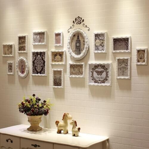 Classical White Picture Frame DIY Photo Frame Pendant For Living Room Wall Decor Home Photo Display Frames Nordic Decorations