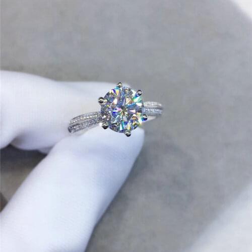 Moissan Diamond Ring 18K Gold Inlaid With Ultra-White D Color Moissan Diamond Ring Jewelry Female Ring Silver 925 Jewelry