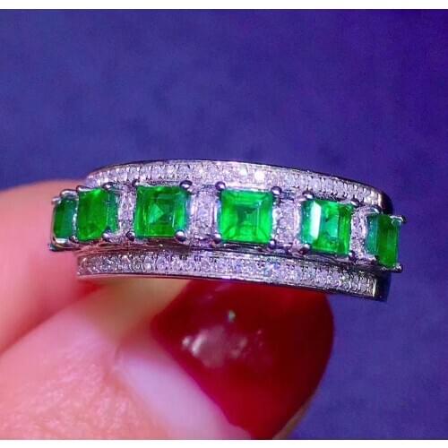 Y415 Emerald Ring 1.2ct Pure 18 K Gold Jewelry 100% Natural Emerald Gemstone Diamond Female Wedding Rings for women Fine Ring