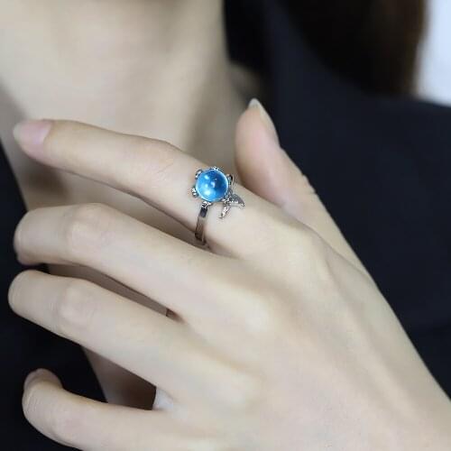 Japan and South Korea Cold Wind Elegant Mermaid Foam Ring Female Jewelry Opening Niche Design Mermaid Index Finger Tail Ring