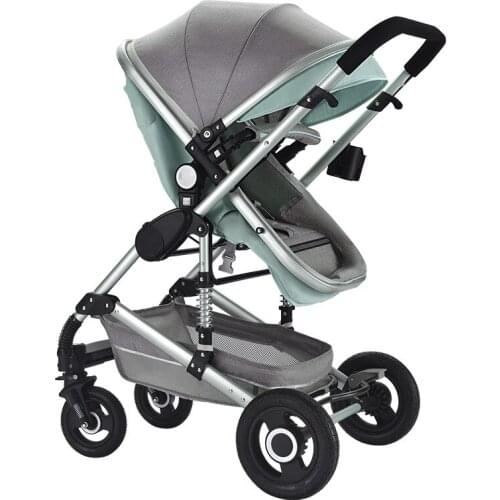 Baby Stroller for Newborn High View Four Wheels Stroller Baby Bassinet Newborn Baby Stroller 2 In 1 Travel Light Luxury Stroller
