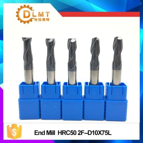 HRC50 10mm12mm EndMills 2F-D10/12*75L Solid Carbide 2Flute Straight Shank Flat End Mill for CNC Lathe Metalworking Cutting Tools