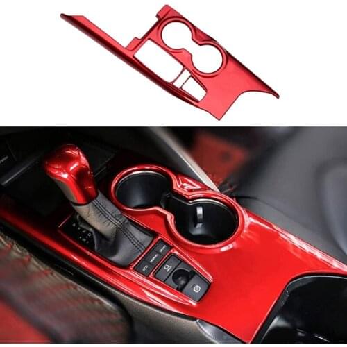 Red Console Gear Shift Knob Panel Trims Cup Holder Cover Decor Sticker for Toyota Camry LE SE TRD SE 2018 - 2021