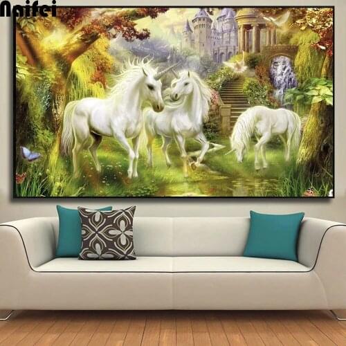 Square/Round Drill 5D DIY Diamond Painting "Unicorn Kingdom" Embroidery Cross Stitch Full Rhinestone Decor
