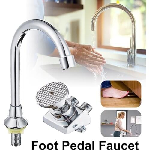 Foot Pedal Valve Faucet Copper Vertical Basin For Home