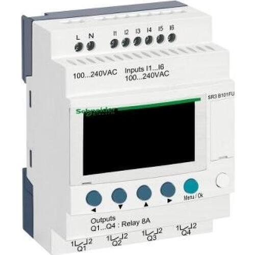 SR3B101FU modular smart relay Zelio Logic - 10 I O - 100..240 V AC - clock - display
