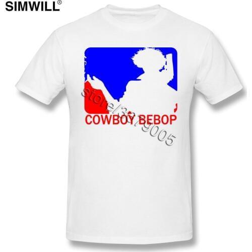 Mens Cowboy Bebop T-shirt Streetwear Spike Spiegel Tee Short Sleeves Cotton Simple Tee Round Neck Large Size Merchandise