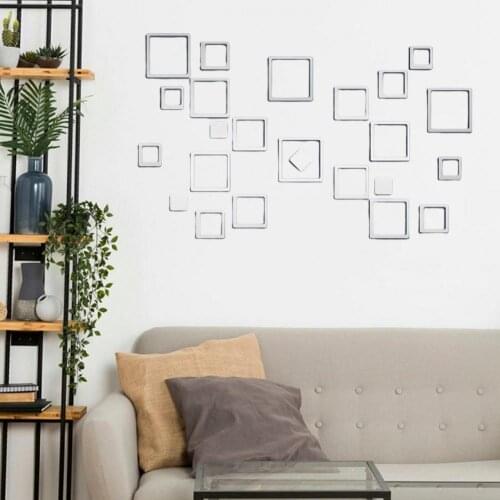 24Pcs/Set Wall Stickers Geometric Pattern Self-Adhesive Acrylic Reflective Mirror Wall Decor Home Decor Kid Room Decor
