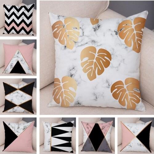 Nordic Style Pillowcase Decorative Brief Marble Geometric Pillow Case Soft Short Plush Cushion Cover for Sofa Home Car 45x45cm