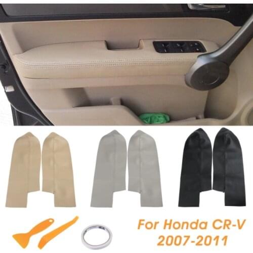 NEW 2PCS Microfiber Leather Car Front Door Panels Armrest Cover For Honda CRV 2007-2012 Door Panel Armrest Cover With tools