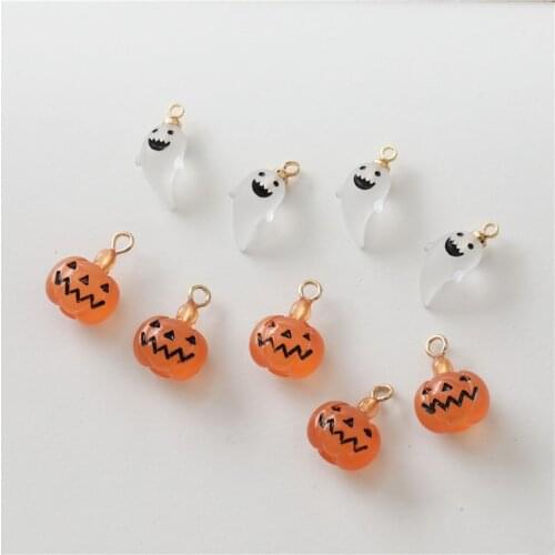 New style 30pcs/lot color print Halloween cartoon Pumpkin ghost shape resin beads charms diy jewelry earring/garment accessory