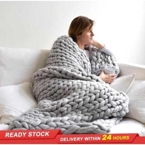 Nordic thick thread blanket hand-woven blanket blanket woolen blanket sofa Iceland blanket sofa blanket household bedding