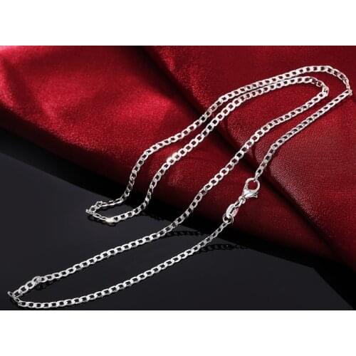 925 Sterling Silver 2mm 16/18/20/22/24/26/28/30 Inch Side Chain Necklace For Women Man Fashion Wedding Charm Jewelry