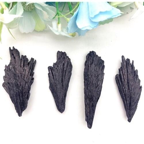 Drop Shipping 1/2PCS Natural Black Kyanite Quartz Crystal Peacock Tail Decoration Crafts Natural Stones and Crystals