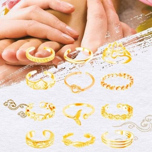 Adjustable Open Size Toe Rings for Women Girl Wave Heart Shape Summer Beach Foot Jewelry Multiple Designs DIY Small Size