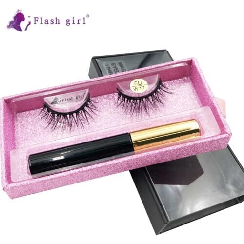 Flash Girl MAGNETIC eylashes 5D-W 17 NATURAL mink eyelashes and eyeliner suit eyelashes