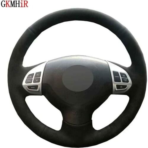 Hand-stitched Black Suede Car Steering Wheel Cover For Mitsubishi Lancer X 10 2007-2015 Outlander 2006-2013 ASX 2010-2013 Colt