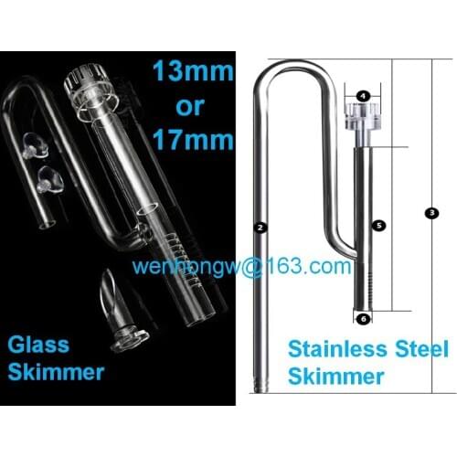 Stainless Steel Skimmer, Glass Water Surface Oil Skimmer Aquarium Plant Filter Inflow Pipe, Arcylic Holders, Free Shipping