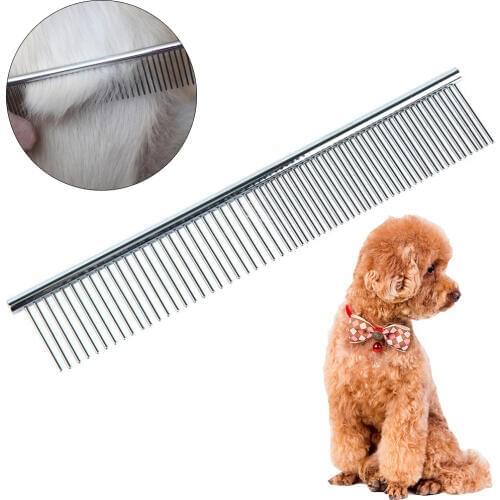 Dog Pin Comb Stainless Steel Metal Cat Hair Shedding Brush Puppy Hairbrush Flea Combs Pet Grooming Trim Rake Tool