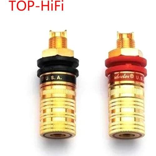 TOP-HiFi 4pcs Audio 4pcs CMC 838S-G Gold Plated OFC Speaker Amplifier Binding Post Terminal Banana Plug Socket Connector