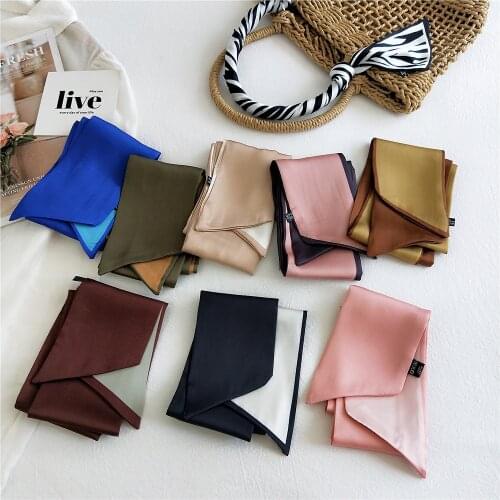 Spring silk scarf Headband Hair Band Bag Ribbon Double-Sided Long Women' Korean Multifunction Scarves