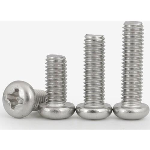 304 stainless steel cross pan head screw with round head bolt M3 M4 M5 x mm6/8/10/12/16/20/25
