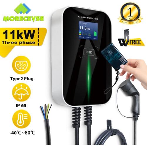 EV Charger RFID Electric Vehicle Charging Station EVSE Wallbox with Type 2 Cable16A 3Phase IEC 62196-2 for Audi Mercedes-Benz