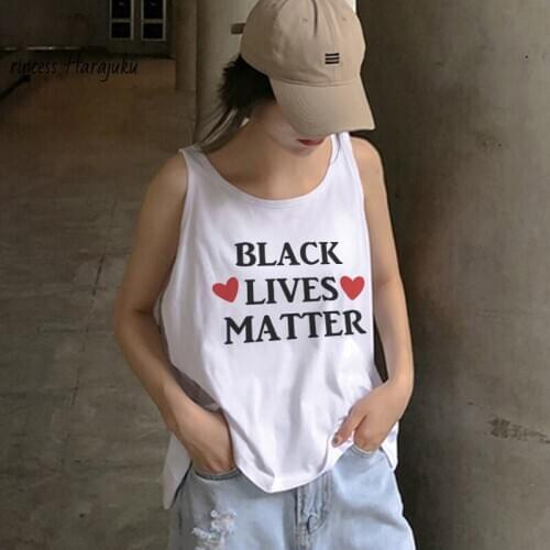 Black Lives Matter Camisole Tank Tops Womens Print Tops Tee Shirt Female Casual Loose O-neck Sexy White Plus Size Sleeveless