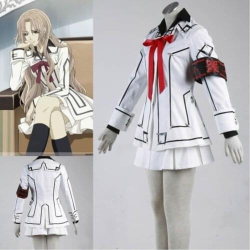 Women Anime Vampire Knight Cosplay Costume Yuki Day Night Class Uniform Girls Cross Black white Jacket Shirt Dress Armband