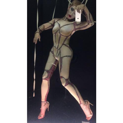 2020 Womens NEW Sexy New Halloween Puzzle Sexy Jumpsuit 3D Puppet Party Bar Show Show Service Costume Party Celebration