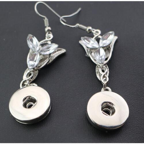1Pair Beauty Rhinestone Dangle Earrings fit 18mm snap buttons DIY drop earrings for women girls gifts NER001