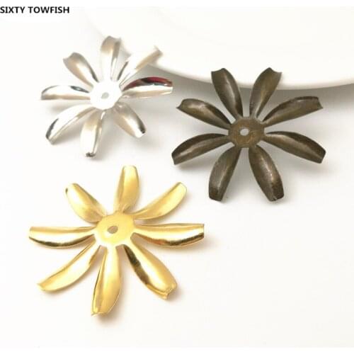 10 Pieces 45mm Gold color/White k Metal Filigree Big Flower Slice Charms base Setting Jewelry DIY Components Findings