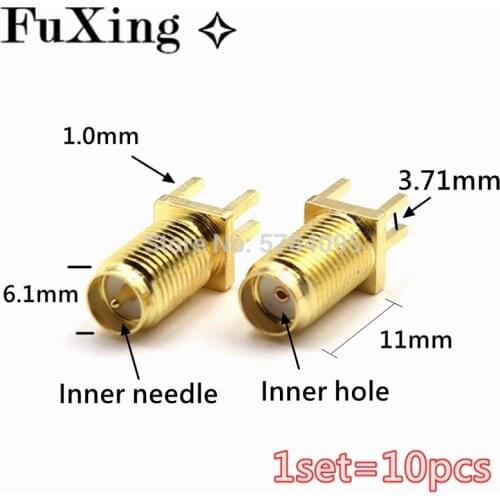 10PCS SMA Female RP-SMA Female ( Male pin ) RF Connector Nut Solder PCB Clip Edge Mount 11cm Inner hole Needle Hot New SMA-KHD
