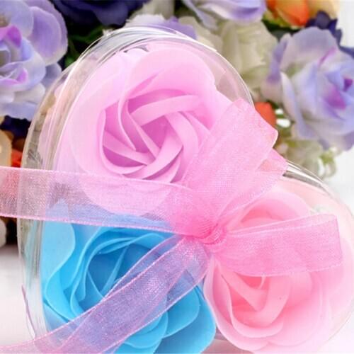 3Pcs/Box Heart Scented Bath Body Petal Rose Flower Soap Wedding Decoration Body Soap Wedding Party Gift