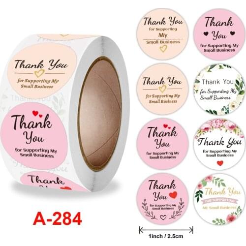 500pcs Round Pink Business Label Stickers Paper Cute Thank You Stickers for Baking Packaging Seal Labels Stationery Stickers