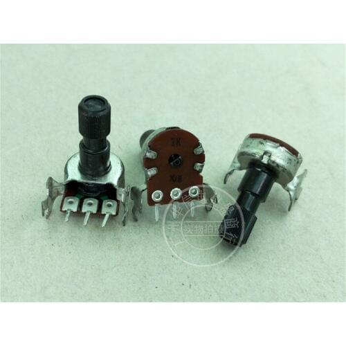 6pcs 161-type Horizontal Single Potentiometer A1K / Shank Length 21MM / Knurling Shaft 8MM