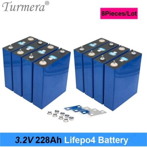Turmera 3.2V 228Ah Lifepo4 Battery 12V 24V 228AH Rechargeable Battery Pack for Electric Car RV Solar Energy Storage System 8PCS