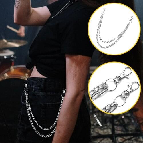 2021 NEW Punk Chains on Jeans Keychain for Women Pants Multi Layer Belt Waist Chains Hip Hop Hook Hiphop Jewelry Key Chains